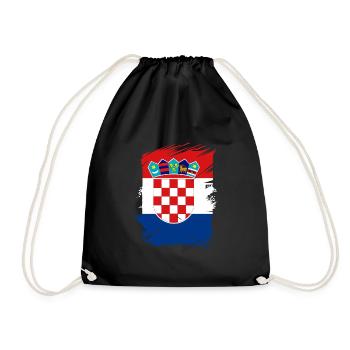 Kroatien Flagge Adria Zagreb Kroatische Fahne - Turnbeutel - Schwarz - Vorne