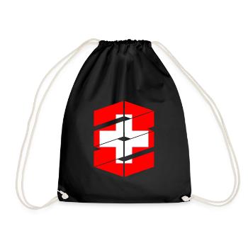 Schweiz Flagge Vintage Kreuz Used Look Schweizer - Turnbeutel - Schwarz - Vorne