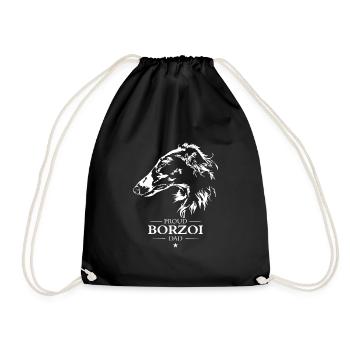 Borzoi Dad Dog Dog Borzoi Wilsigns - Drawstring Bag - black - Front