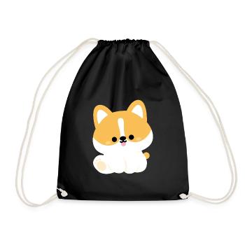 Cute Corgi - Drawstring Bag - black - Front