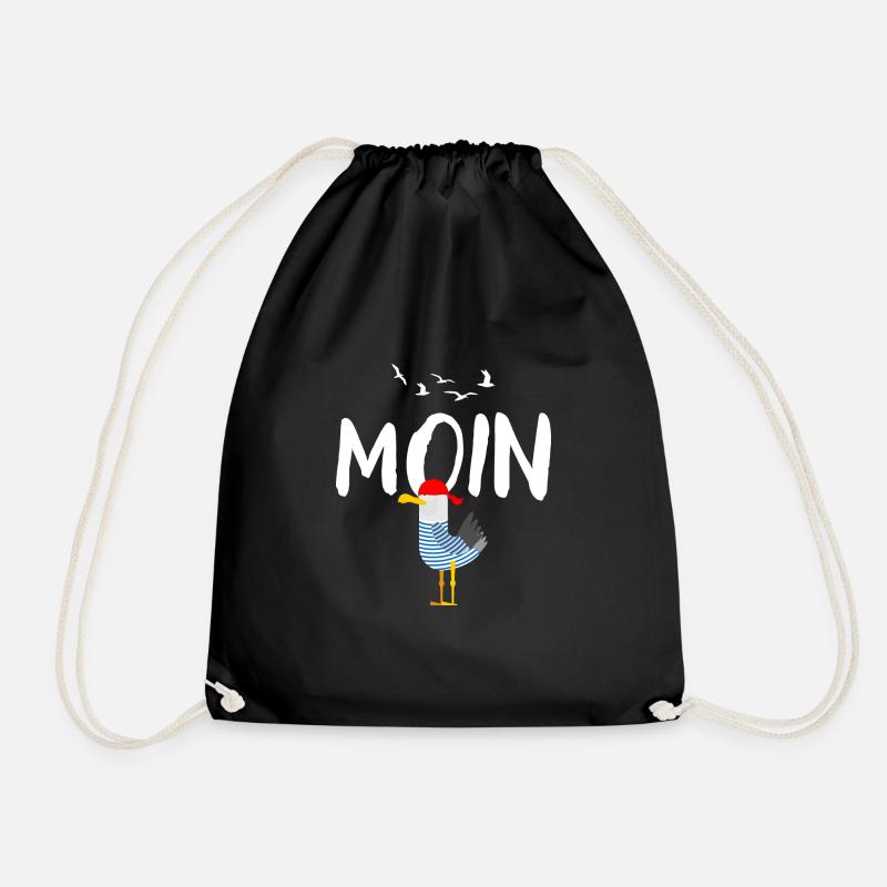 Moin Möwe Vogel Hafen Geschenk - Turnbeutel - Schwarz
