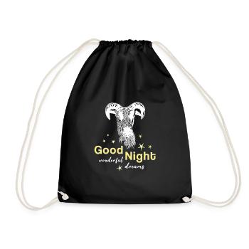 schafbock good night Schaf Schlafshirt - Turnbeutel - Schwarz - Vorne