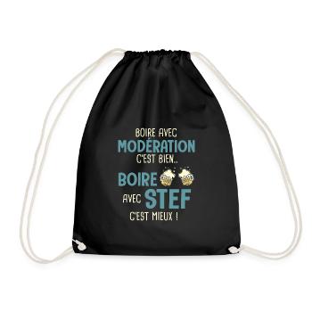 stéphane modération boire avec stef c est mieux - Sac de sport léger - noir - Devant