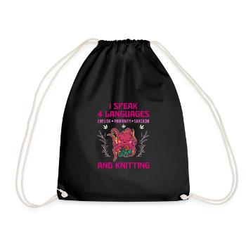 Knitting Knitter Crochet Wool Yarn Crochet Hook - Drawstring Bag - black - Front