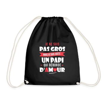 Papi pas gros trop d amour grand père papy fete - Sac de sport léger - noir - Devant