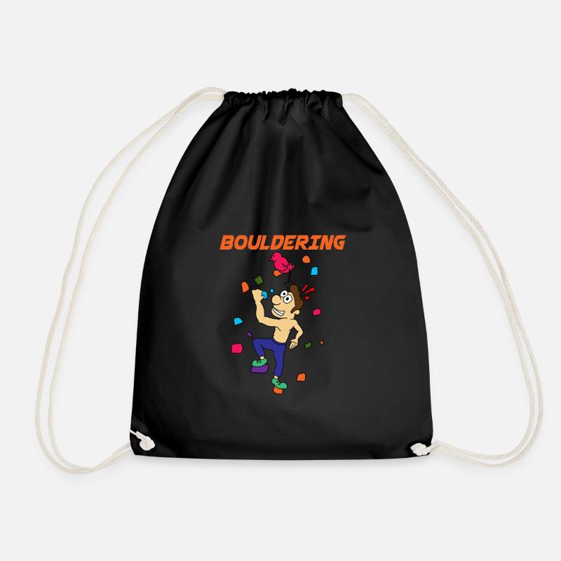 Bouldering sport climbing rock climbing gym gift - Drawstring Bag - black