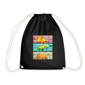 Dinosaurier Dino Saurier Tier Reptil Geschenk - Turnbeutel - Schwarz - Vorne