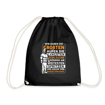 Lustiges Feuerwehr Spruch Geschenk für Feuerwehrma - Turnbeutel - Schwarz - Vorne