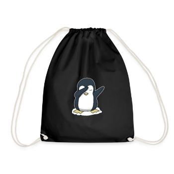 Cute Dabbing Penguin Antarctic Animal Snow - Drawstring Bag - black - Front