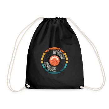 90er 80er Jahre Mottoparty Vinylkind Schallplatte - Turnbeutel - Schwarz - Vorne