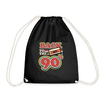 90s Outfit | Back to the 90s Retro - Drawstring Bag - black - Front