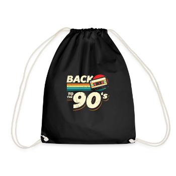 90s Outfit | Back to the 90s Retro - Drawstring Bag - black - Front