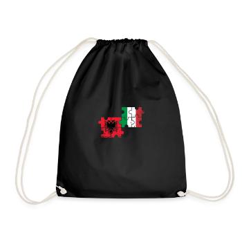 Albania Italy Flag Italian Albanians - Drawstring Bag - black - Front