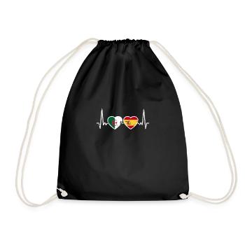 Algeria Spain heartbeat flag Algerians - Drawstring Bag - black - Front