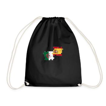Algeria Spain Flag Spanish Algerian - Drawstring Bag - black - Front
