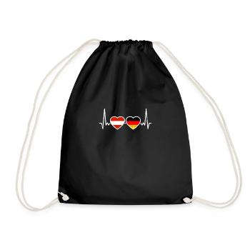 Austria Germany Heartbeat Flag - Drawstring Bag - black - Front