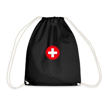 Schweiz Schweizerische Flagge Stolzer Schweizer - Turnbeutel - Schwarz - Vorne
