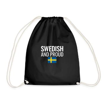 Swedish And Proud Schweden Schwedische Flagge - Turnbeutel - Schwarz - Vorne