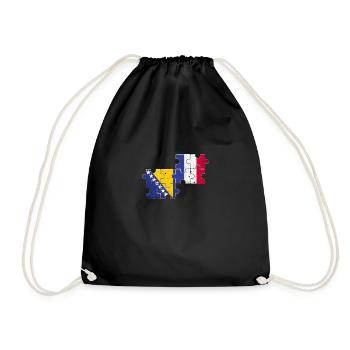 Bosnia France Vintage Flag Bosnian - Drawstring Bag - black - Front