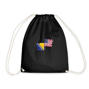 Bosnia USA Flag American Bosnian - Drawstring Bag - black - Front
