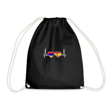Armenia Spain Vintage Heartbeat Flag - Drawstring Bag - black - Front