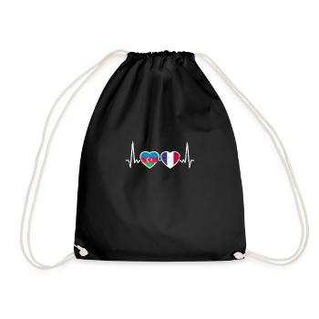 Azerbaïdjan France Heartbeat Flag - Sac de sport léger - noir - Devant