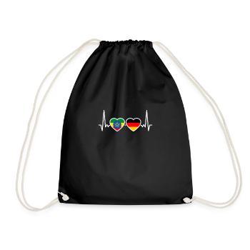 Ethiopia Germany Heartbeat Flag Ethiopian - Drawstring Bag - black - Front