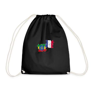 France Ethiopia Vintage Flag Ethiopian - Drawstring Bag - black - Front