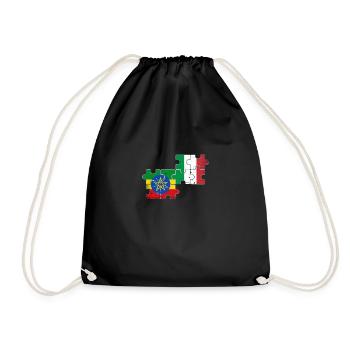Ethiopia Italy Vintage Flag Ethiopian - Drawstring Bag - black - Front