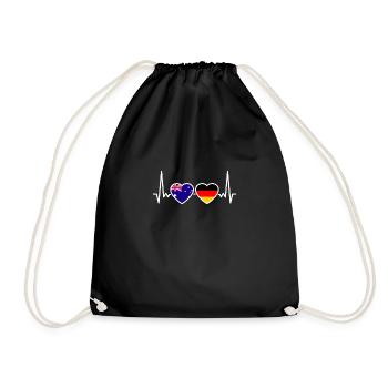 Australia Germany Heartbeat Flag - Drawstring Bag - black - Front