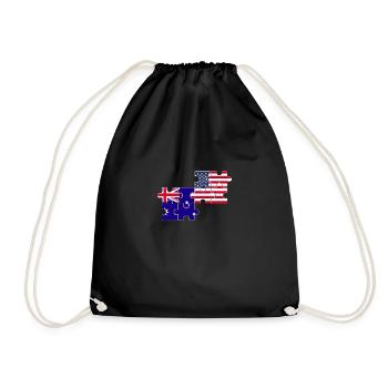 Australia USA Flag American Australian - Drawstring Bag - black - Front
