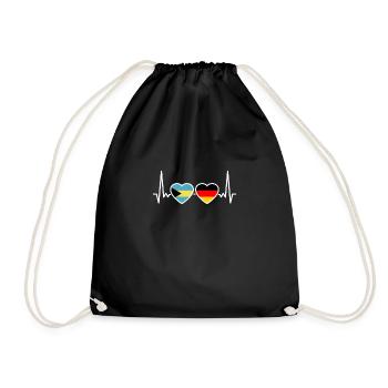Bahamas Germany Heartbeat Flag Bahamaer - Drawstring Bag - black - Front