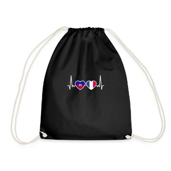Haïti France heartbeat flag haïtien - Sac de sport léger - noir - Devant
