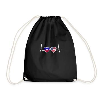 Haïti USA Heartbeat Flag Haïtien - Sac de sport léger - noir - Devant
