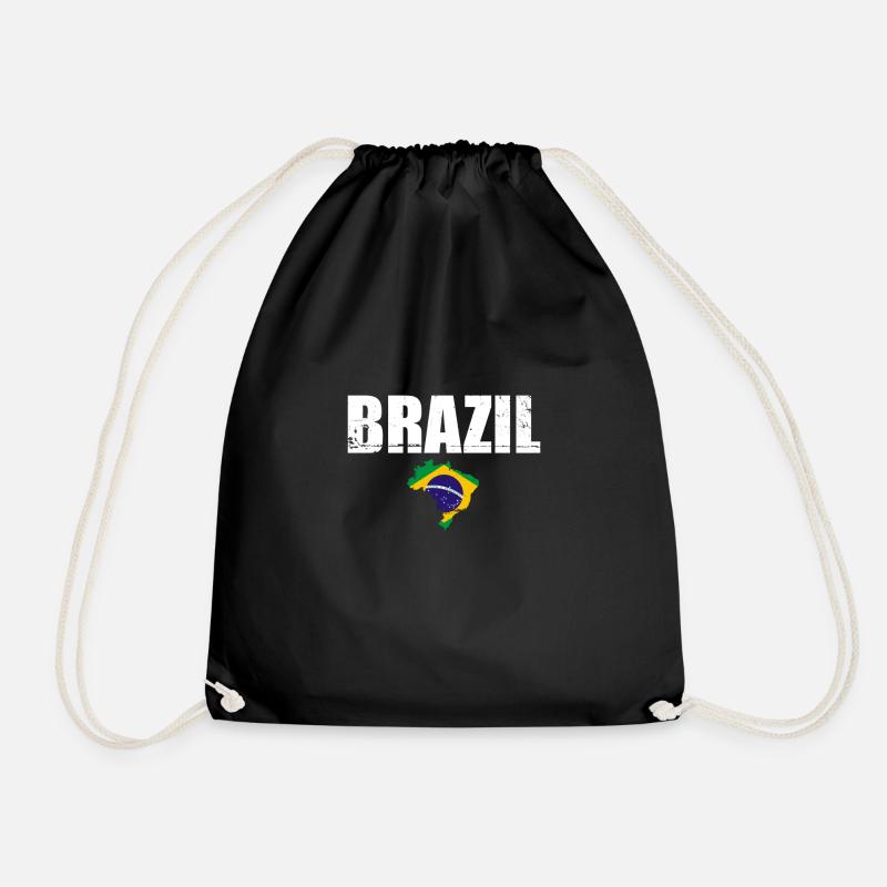 Brésil Brésil Carte Drapeau Brésil - Sac de sport léger - noir