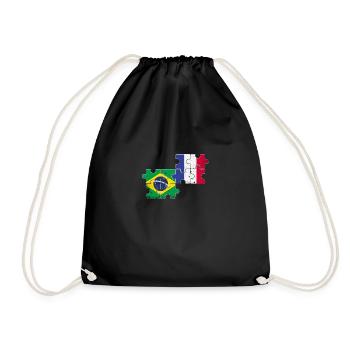 Brasilien Frankreich Vintage Flagge Brasilianer - Turnbeutel - Schwarz - Vorne