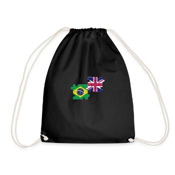 Brazil UK Flag British Brazilian - Drawstring Bag - black - Front
