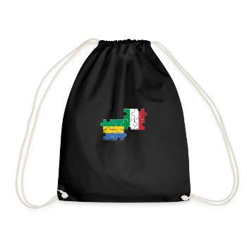 Gabon Italy Vintage Flag Italian Gabonese - Drawstring Bag - black - Front