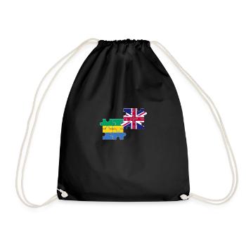 Gabon UK Flag British Gabonese - Drawstring Bag - black - Front