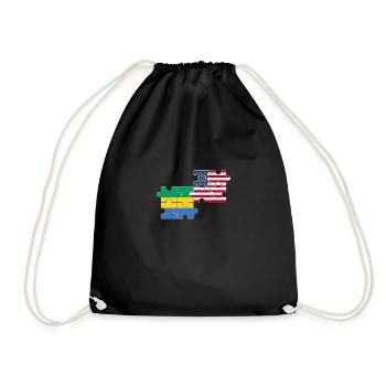 Gabon USA Flag American Gabonese - Drawstring Bag - black - Front