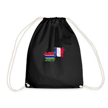 Gambia France Flag French Gambian - Drawstring Bag - black - Front
