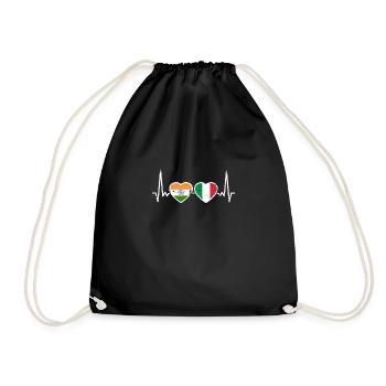 Indien Italien Vintage Herzschlag Flagge Inder - Turnbeutel - Schwarz - Vorne