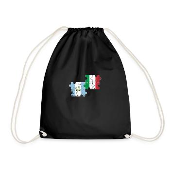 Guatemala Italy Vintage Heartbeat Flag - Drawstring Bag - black - Front