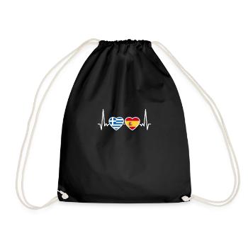Grèce Espagne Battement de cœur Drapeau Grec - Sac de sport léger - noir - Devant