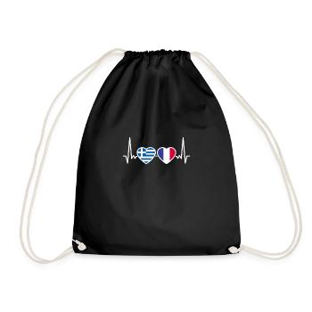 Grèce France Heartbeat Flag Grec - Sac de sport léger - noir - Devant