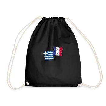 Greece France Vintage Flag Greek - Drawstring Bag - black - Front