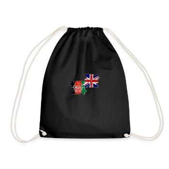 Afghanistan UK Vintage Flag British Afghan - Drawstring Bag - black - Front