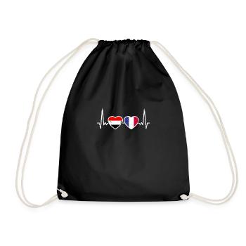 Yémen France Vintage Heartbeat Drapeau Yéménite - Sac de sport léger - noir - Devant