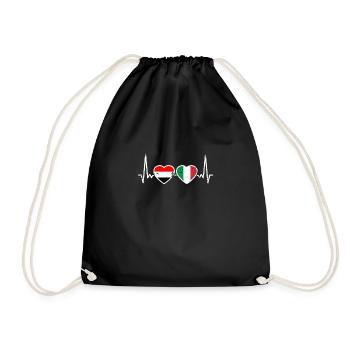 Yémen Italie Vintage Heartbeat Drapeau Yéménite - Sac de sport léger - noir - Devant