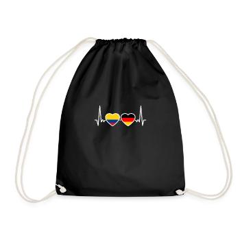 Colombia Germany Heartbeat Flag - Drawstring Bag - black - Front